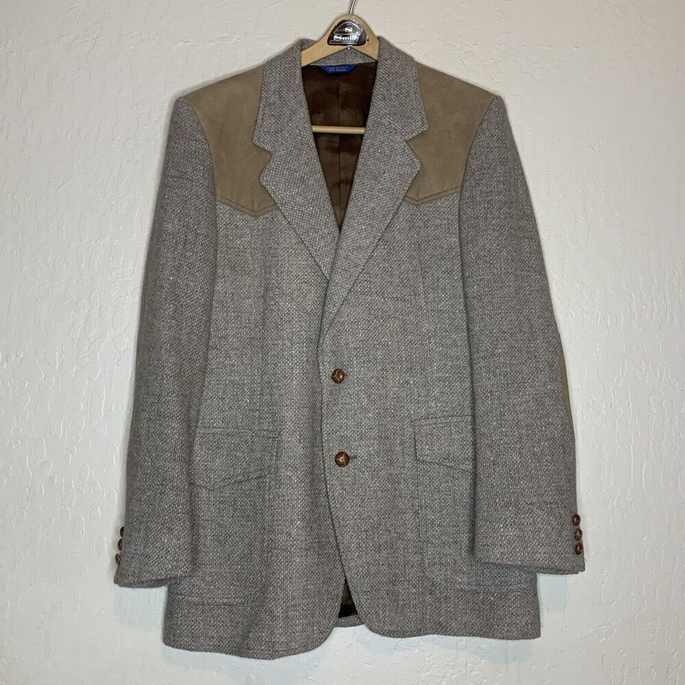 Pendleton Light Browntweed Wool Leather Western S… - image 1